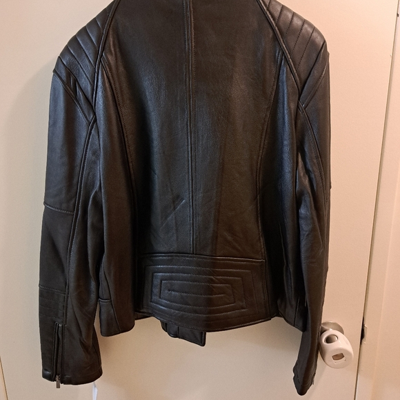 Womens Leather Moto Jacket - Picture 2 of 7